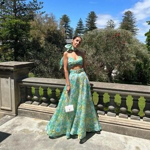 Zimmermann High Tide Floral Ikat Maxi Skirt with Top